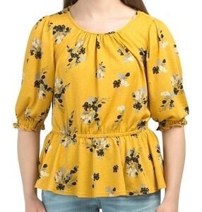 MELLODAY Puff Sleeve Floral Top